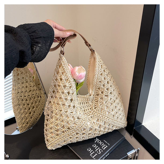 Hollowed-Out Seaside Vacation Straw Bag All-Match Shoulder Tote