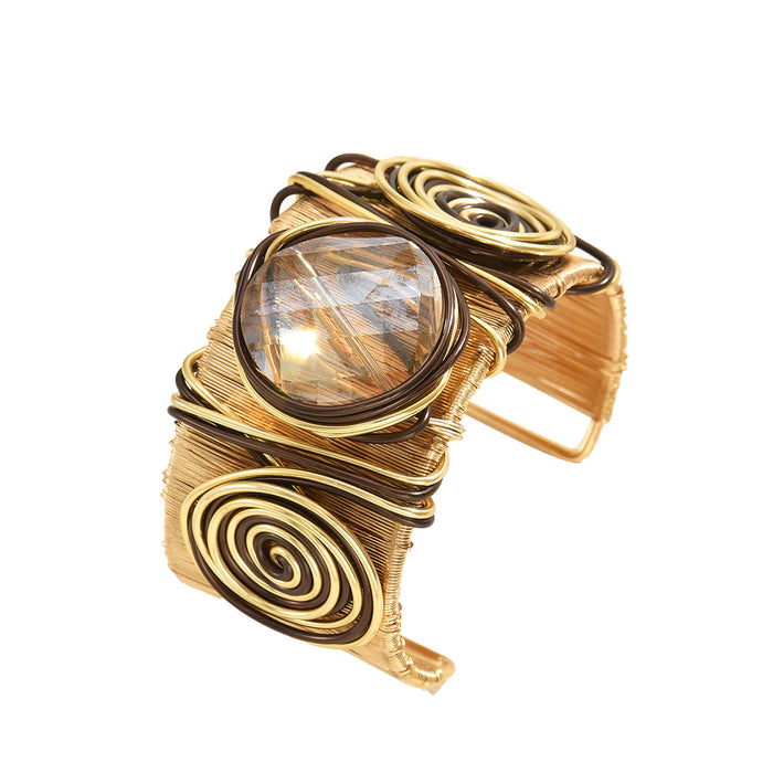 Niche Light Luxury European American Women Bangle, Unique Threaded Design Inlaid Cubic Zirconia, Versatile Daily Wrist Jewelry