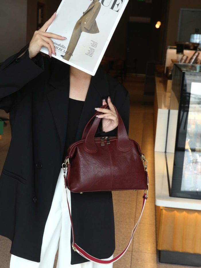 Women's Leather New Style High-End Feeling Handbag, Top Layer Cowhide Crossbody Bag, Large Capacity Commuter Tote