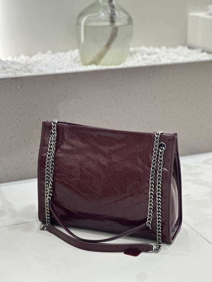 Cross-border Genuine Leather Women's Bag, First Layer Oil Wax Leather, Single Shoulder Underarm Bag, Large Capacity Tote, Diamond Quilted Chain Bag