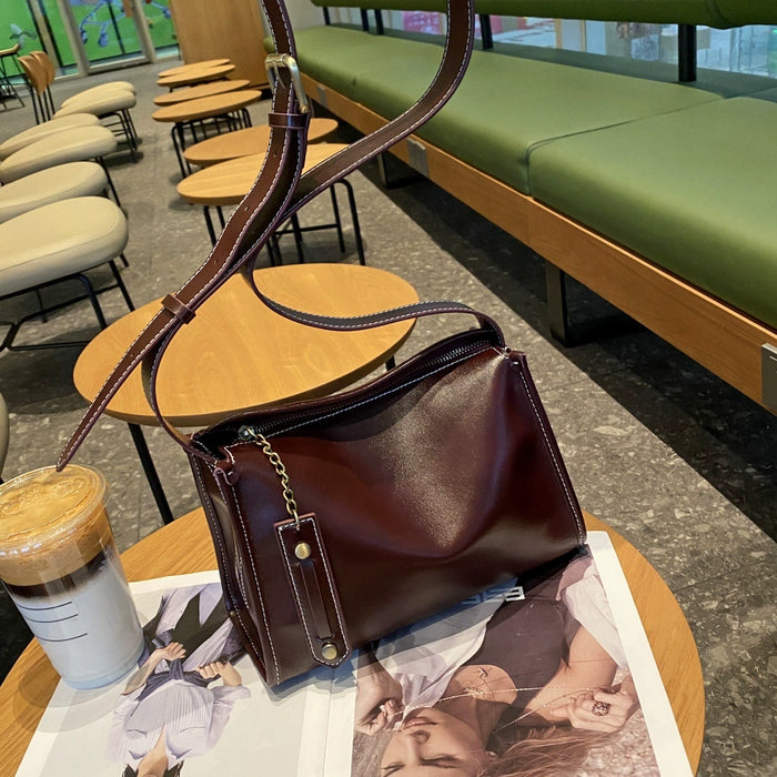 Genuine Leather Women's Bag, Top Layer Cowhide Pillow Bag, Women's Commuter Bag, Vintage Shoulder Bag, Soft Leather Merad Crossbody Bag