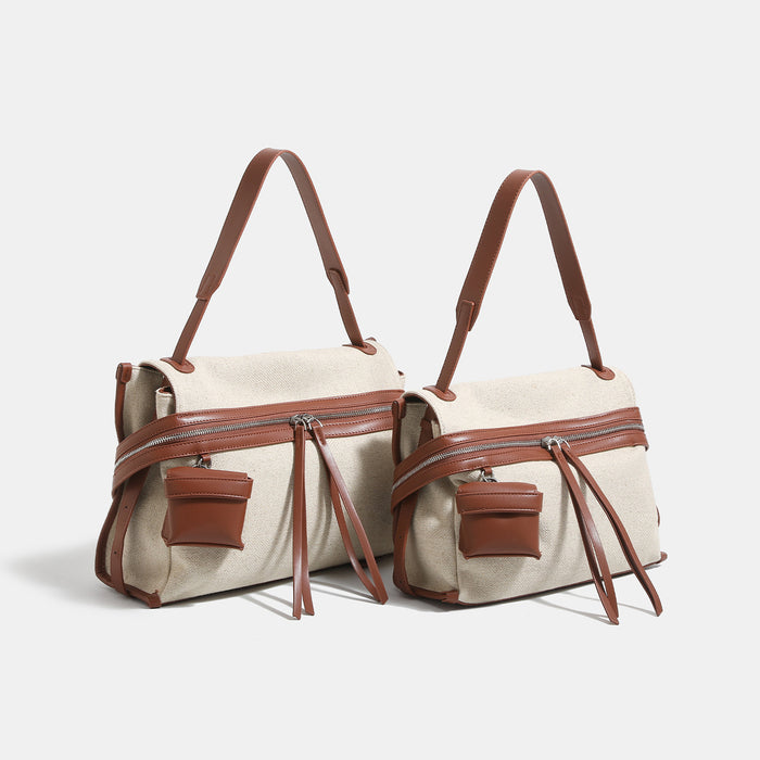 Simple Cotton-linen Patchwork Shoulder Crossbody Bag
