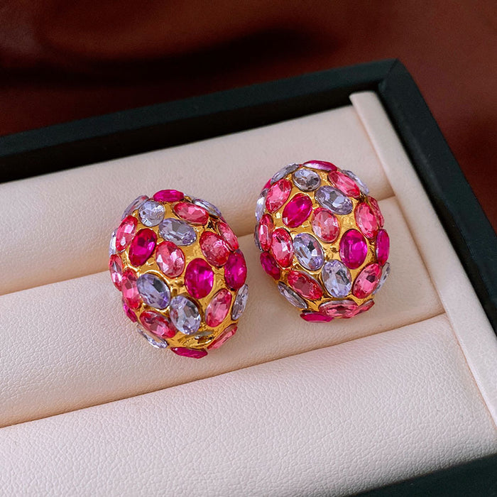 Big Size Retro Zircon Earrings For Women Bold CZ Stone Vintage Fashion Jewelry