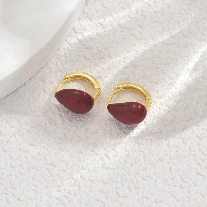 Minimal Niche Women Earrings, Unique Geometric Water Drop Design Inlaid Cubic Zirconia, Premium Texture Versatile Huggie Ear Clips For Ladies