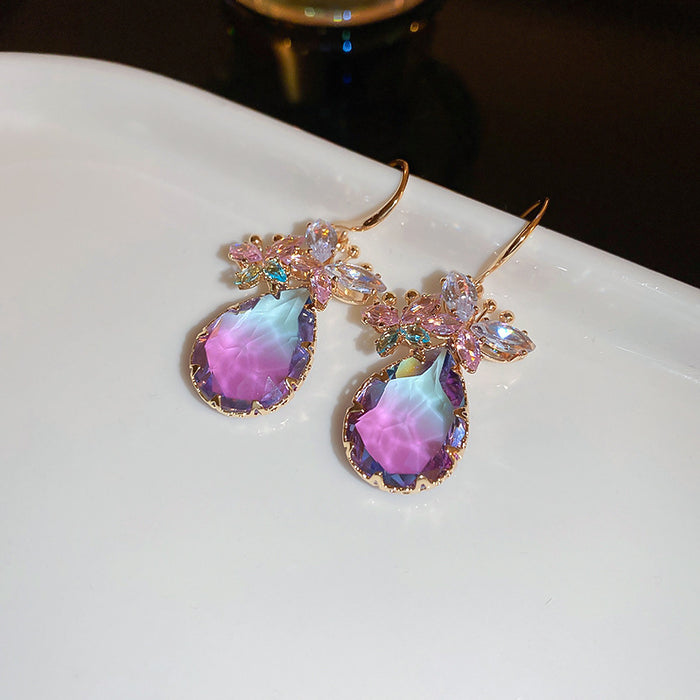 Retro Brilliant Cut Earrings For Women Vintage Geometric Diamond Studs Light Luxury Gift