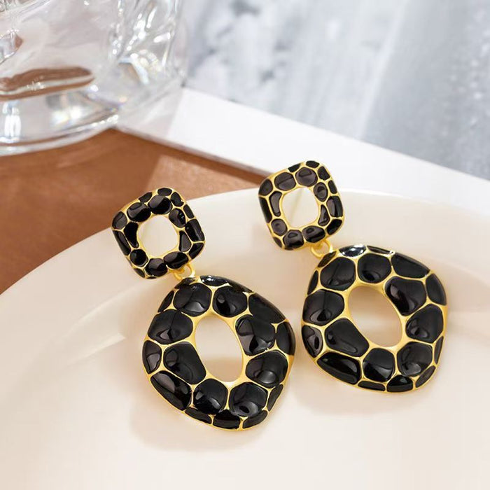 Retro Brilliant Cut Earrings For Women Vintage Geometric Diamond Studs Light Luxury Gift