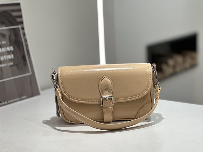 Badi Top-layer Cowhide Saddle Bag For Women 2026 New Genuine Leather Crossbody Bag, Urban Simple Small Phone Shoulder Bag