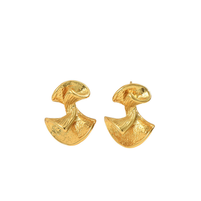 New Arrival European American Women Stud Earrings, Niche Premium Geometric Semicircle Fan Shape Design, Versatile Daily Fashion Ear Jewelry