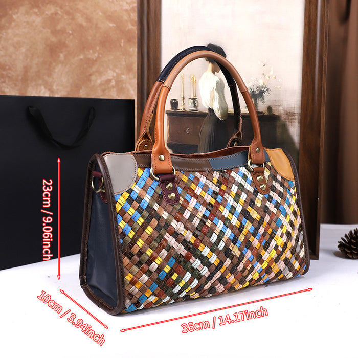 Womens Large-capacity Cowhide Tote Crossbody Bag